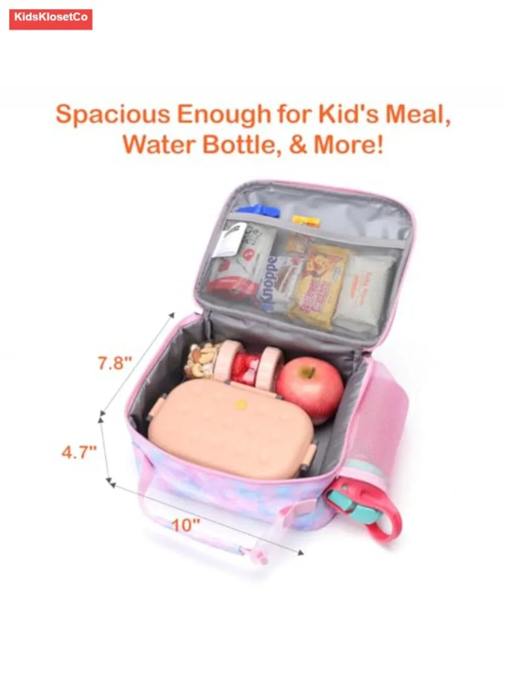 Insulated Kids Lunch Bag Leak Proof with Water Bottle Holder for School Daycare
